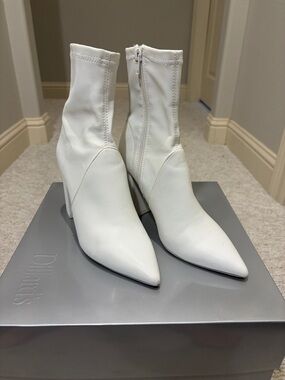 White Pointed Toe Ankle Boots - Women